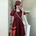 Short-sleeve A-line Dress / Cloche Hat / Set