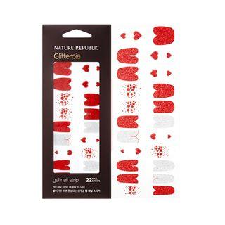 Nature Republic - Glitterpia Gel Nail Strip (6 Types) Red Beam Heart