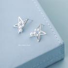 925 Sterling Silver Faux Pearl Star Earring Silver - One Size
