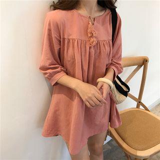 Tasseled 3/4-sleeve A-line Dress