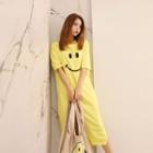 Smile Print Long T-shirt Dress