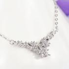 Sterling Silver Rhinestone Floral Necklace