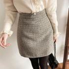 Tweed A-line Miniskirt Brown - One Size