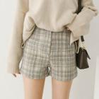 Zip-fly Plaid Winter Shorts