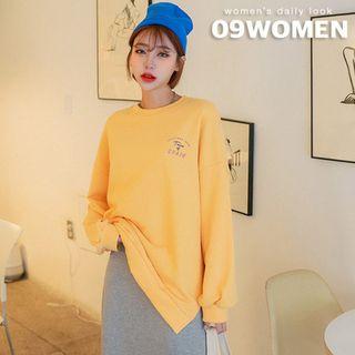 Printed Slit-side Boxy Sweatshirt