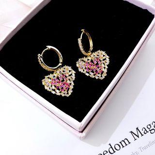 Heart Huggy Earring 1 Pair - As Shown In Figure - One Size