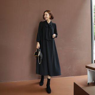 Tie-neck Maxi Flare Dress