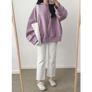 Fray-hem Wide Straight-cut Pants