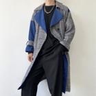 Double Breasted Woolen Gingham Coat