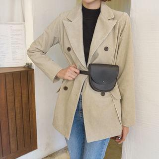 Peaked-lapel Double-breasted Corduroy Blazer