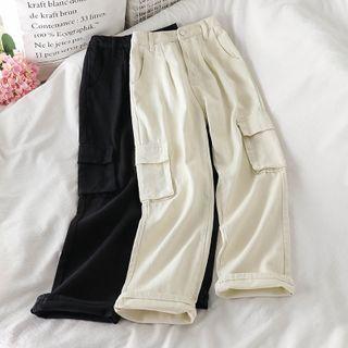 Plain Loose-fit Cargo Jeans - 2 Colors