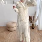 Long-sleeve Midi Knit Dress / Spaghetti Strap Sequin Mesh Midi Dress