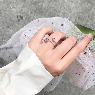 Bead Wrap Around Open Ring Pink - One Size