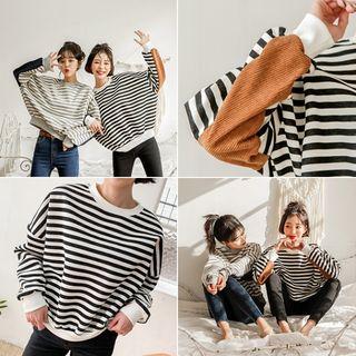 Corduroy-panel Stripe Pullover