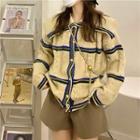 Long-sleeve Collared Woolen Sweater Almond - One Size
