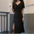Sweetheart Neckline Short-sleeve A-line Dress