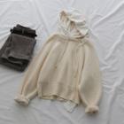 Mock Two Piece Hooded Knit Sweatshirt Almond - One Size