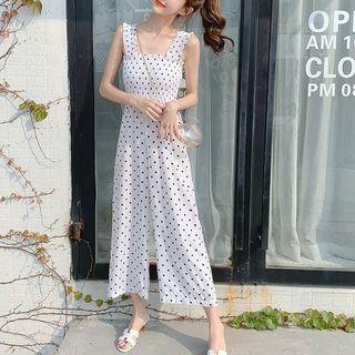 Dotted Cropped Wide-leg Jumpsuit