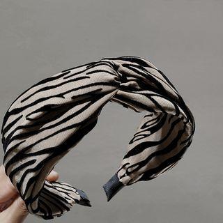 Zebra Print Headband 1pc - Black & Khaki - One Size