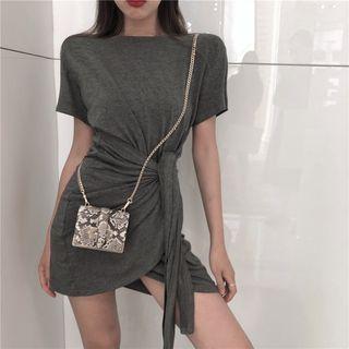 Short-sleeve Drawstring Asymmetric Dress