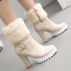 Faux Leather Chunky-heel Platform Ankle Snow Boots