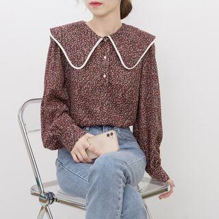 Floral Blouse Reddish Brown - One Size