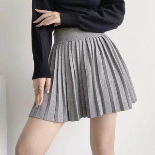 Accordion Pleat Knit Mini A-line Skirt