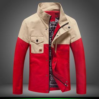 Stand-collar Colour Block Jacket