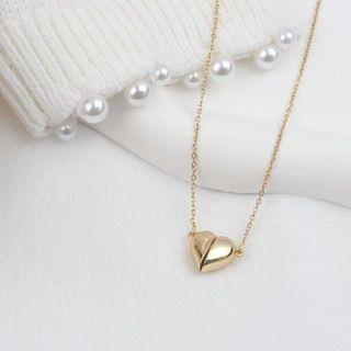 Magnetic Heart Necklace 1pc - Dx668 - Gold - One Size