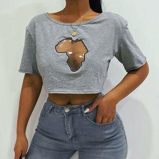 Short-sleeve Transparent Panel Cropped T-shirt