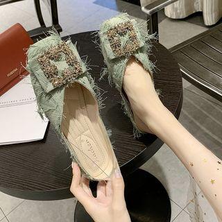 Buckle Frayed Mules