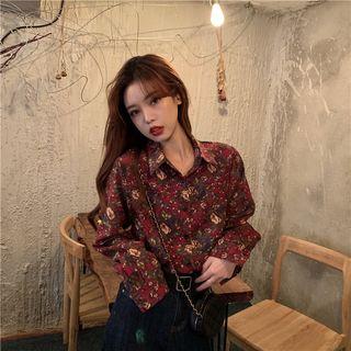 Floral Long-sleeve Blouse As Shown In Figure - One Size