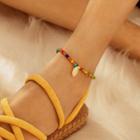 Beaded Shell Anklet F06108 - Green & Blue & Red - One Size