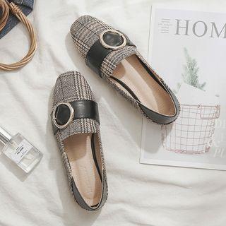 Plaid Buckle Detail Loafers