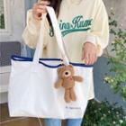 Lettering Tote Bag / Animal Plush Charm