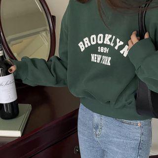 Napped Collared Letter Sweatshirt