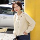 Flower Embroidery Bobble Knit Cardigan