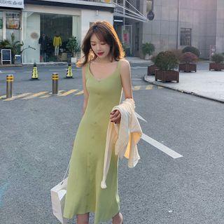Wide Strap A-line Knit Dress