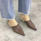Faux Fur Lined Kitten-heel Mules