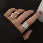 Irregular Alloy Open Ring / Square Faux Pearl Alloy Open Ring