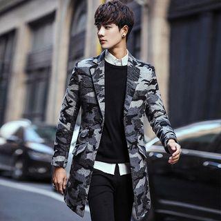 Camo Print Buttoned Coat