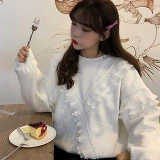 Puff Sleeve Frilled Trim Top
