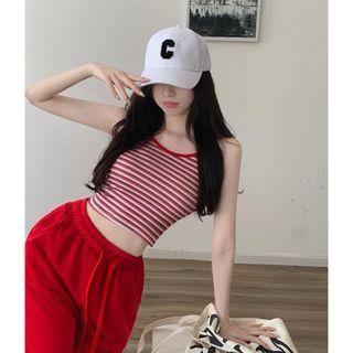 Striped Cropped Camisole Top / Loose Fit Pants