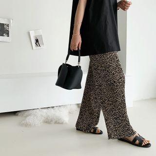Crystal-pleat Leopard Culottes Beige - One Size
