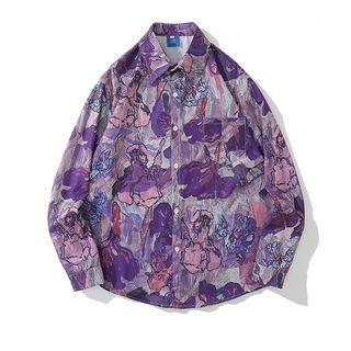 Long Sleeve Floral Print Pocket Shirt