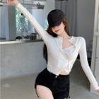 Long-sleeve Irregular Crop Top