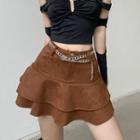 Layered A-line Mini Skirt With Waist Chain