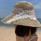 Crochet Applique Straw Bucket Hat