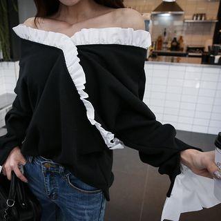 Off-shoulder Frill-tim Top