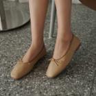 Square-toe Beribboned Ballerina Flats